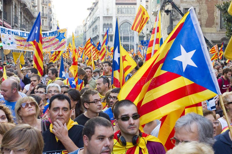 Protesta politica a Barcellona immagini stock libere da diritti Protesta politica a Barcellona immagini stock libere da diritti