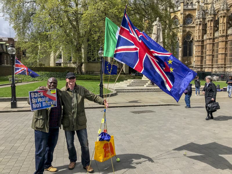 Protesteerder anti-Brexit in Londen stock foto Protesteerder anti-Brexit in Londen stock foto