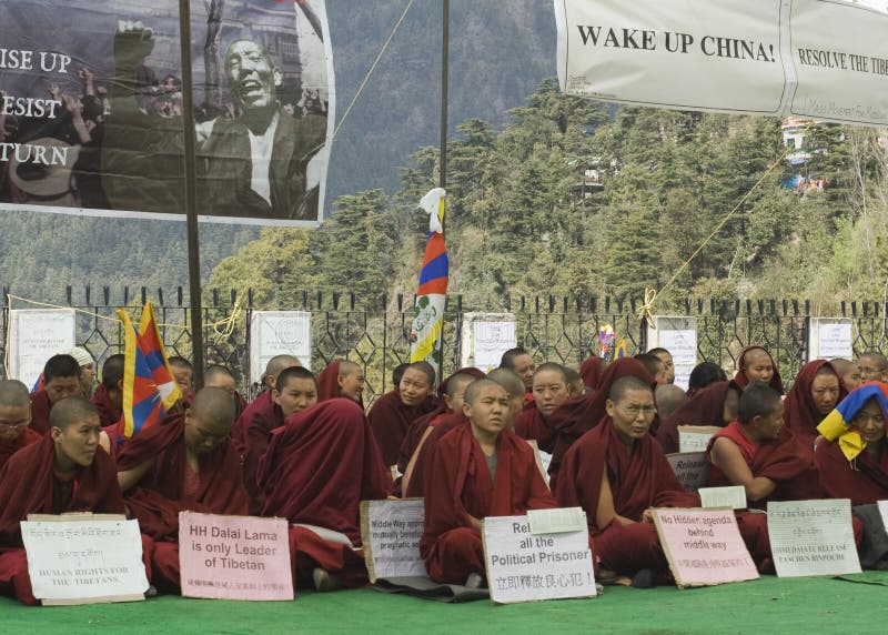 Protesto calmo de Tibeten imagem de stock Protesto calmo de Tibeten imagem de stock