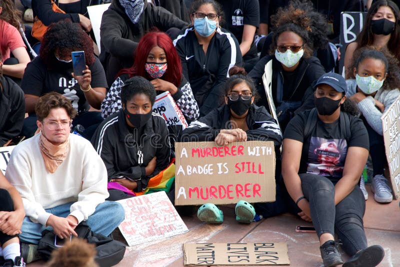 Alameda, CA - June 5, 2020: Protestors participating in  the George Floyd Black Lives Matter protest in Alameda, Rally at City Hall after marching from Encinal High School to City Hall. Alameda, CA - June 5, 2020: Protestors participating in  the George Floyd Black Lives Matter protest in Alameda, Rally at City Hall after marching from Encinal High School to City Hall