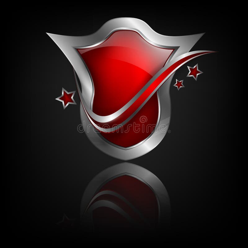 Escudo vetorial colorido com arabescos e estrelas ilustração do vetor