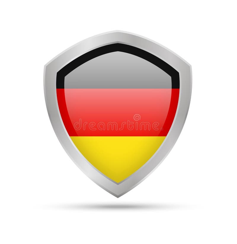 Protetor com a bandeira de Alemanha no fundo branco ilustração royalty free Protetor com a bandeira de Alemanha no fundo branco ilustração royalty free