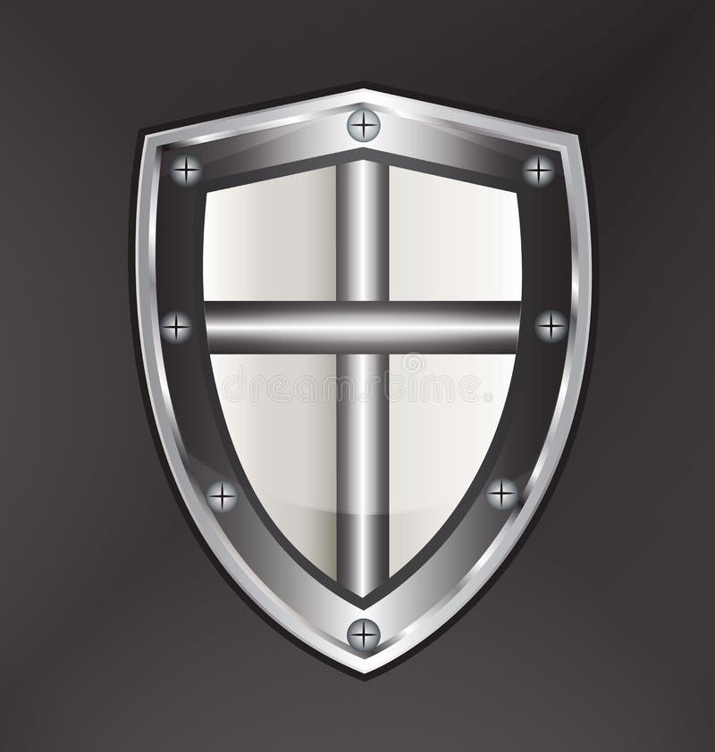 Shield protection with cross vector design illustration. Shield protection with cross vector design illustration