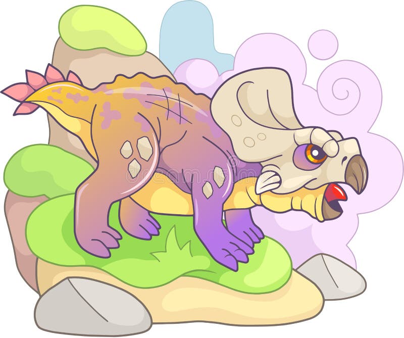 Protoceratops preistorici svegli del dinosauro, illustrazione divertente illustrazione vettoriale Protoceratops preistorici svegli del dinosauro, illustrazione divertente illustrazione vettoriale