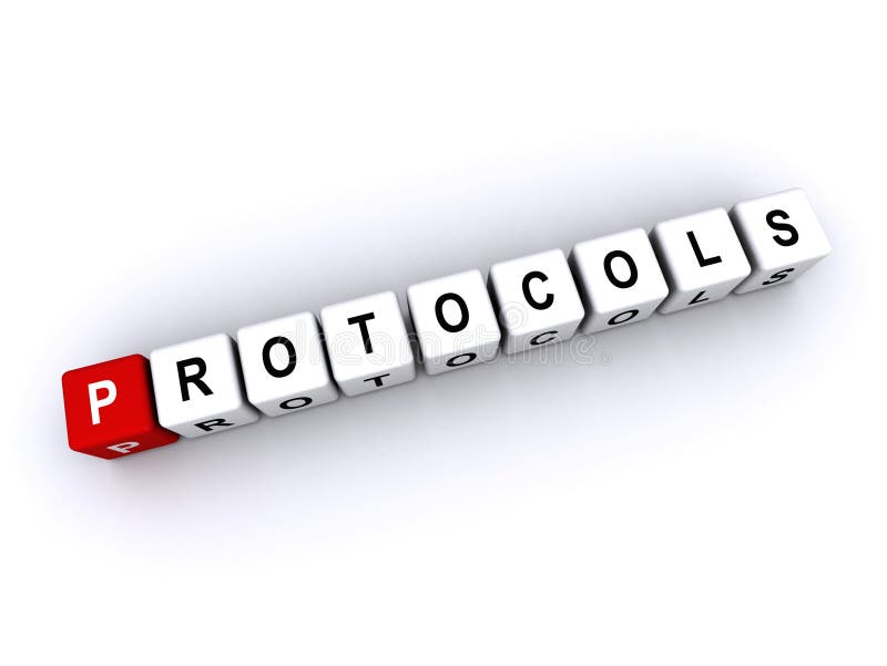Protocols word block on white royalty free illustration