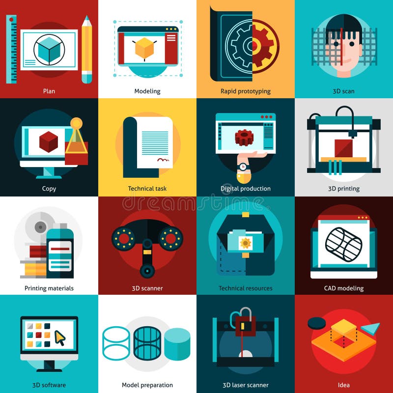 Prototyping And Modeling Icons royalty free illustration