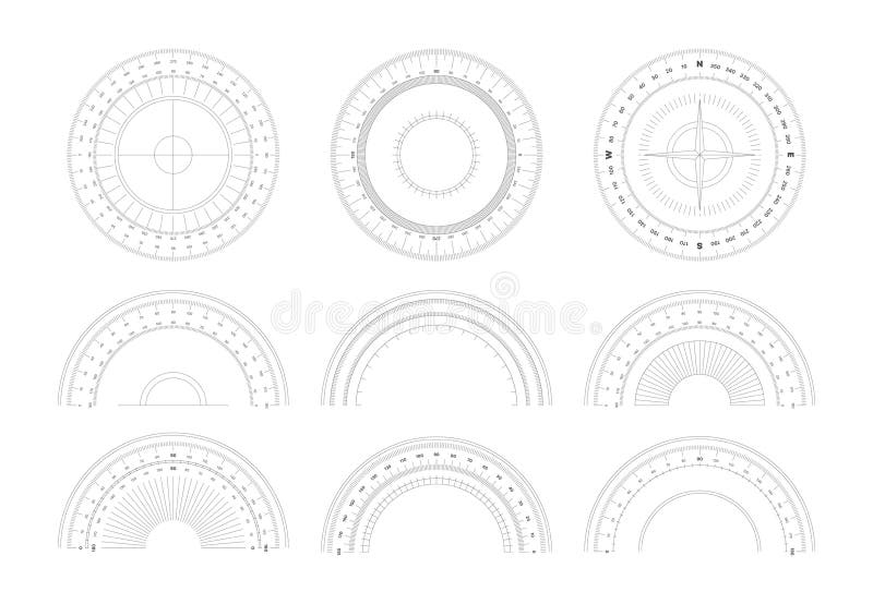 protractor 360 degree measurement shapes with numbers and symbols circular shapes of scale goniometer garish vector stock vector illustration of equipment geometry 223372762