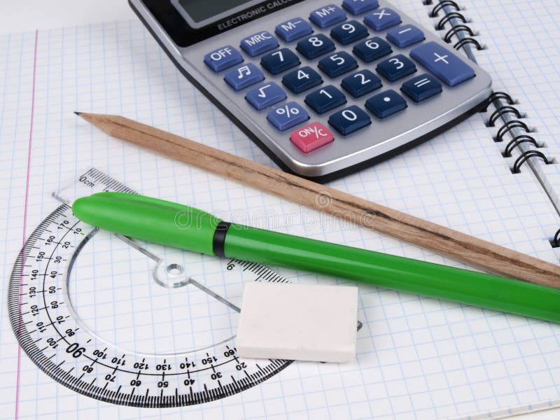 Protractor with Pen and Pencil Stock Photo Image of lesson, learn