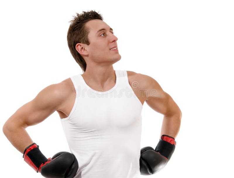 Proud Boxer with Boxing Gloves after Fight Stock Photo Image of