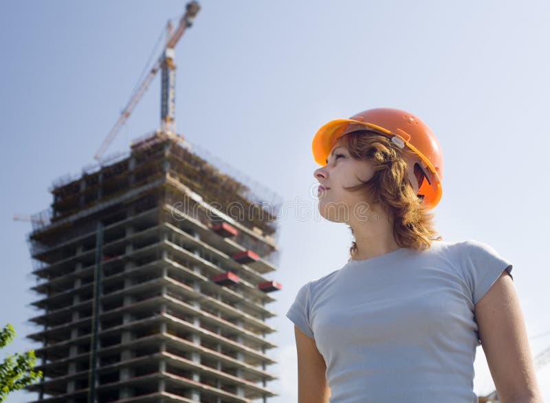 Proud constructor in a helmet