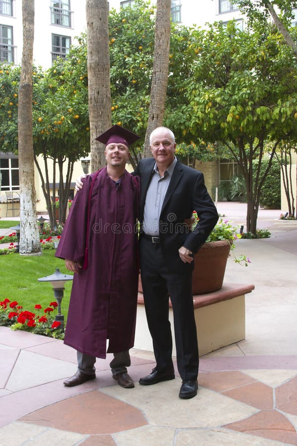 Proud Father at Son's College Graduation royalty free stock images Proud Father at Son's College Graduation royalty free stock images