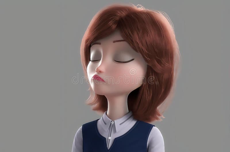 Proud, Offended and Young Cartoon 3d Woman with Closed Eyes 0086 Stock  Illustration - Illustration of person, closed: 186047394
