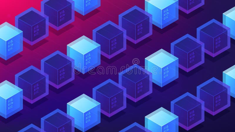 Prova isometrica di estrazione mineraria del blockchain del concetto della pagina di atterraggio del lavoro royalty illustrazione gratis Prova isometrica di estrazione mineraria del blockchain del concetto della pagina di atterraggio del lavoro royalty illustrazione gratis