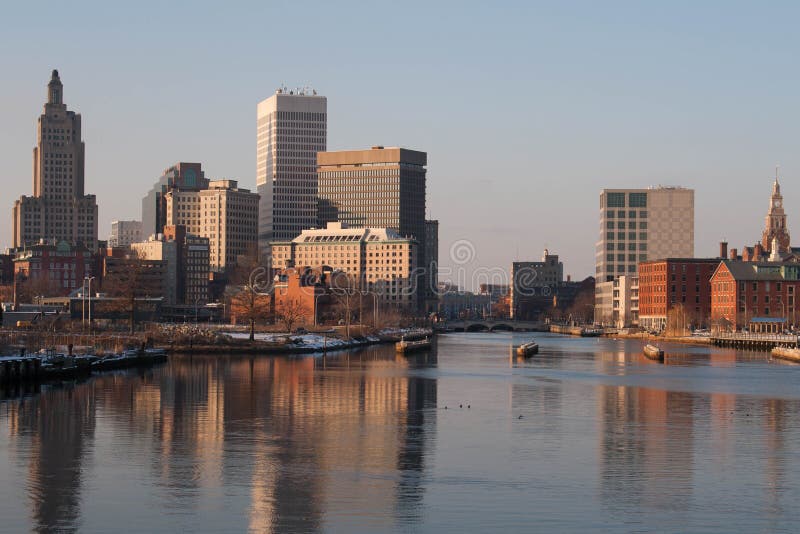 Providence, Rhode Island Skyline en hiver images libres de droits Providence, Rhode Island Skyline en hiver images libres de droits