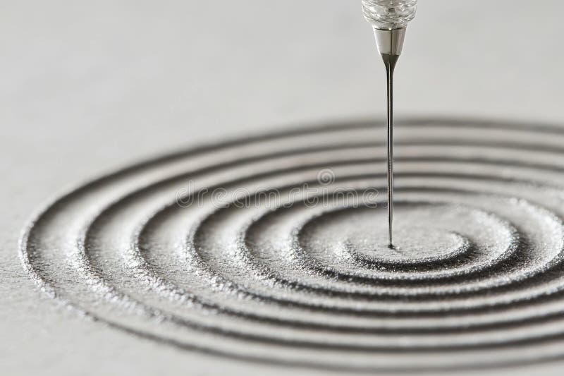 Providing a pristine backdrop for the needle and thread, this image illustrates their essential role in fabric crafting. royalty free stock photography