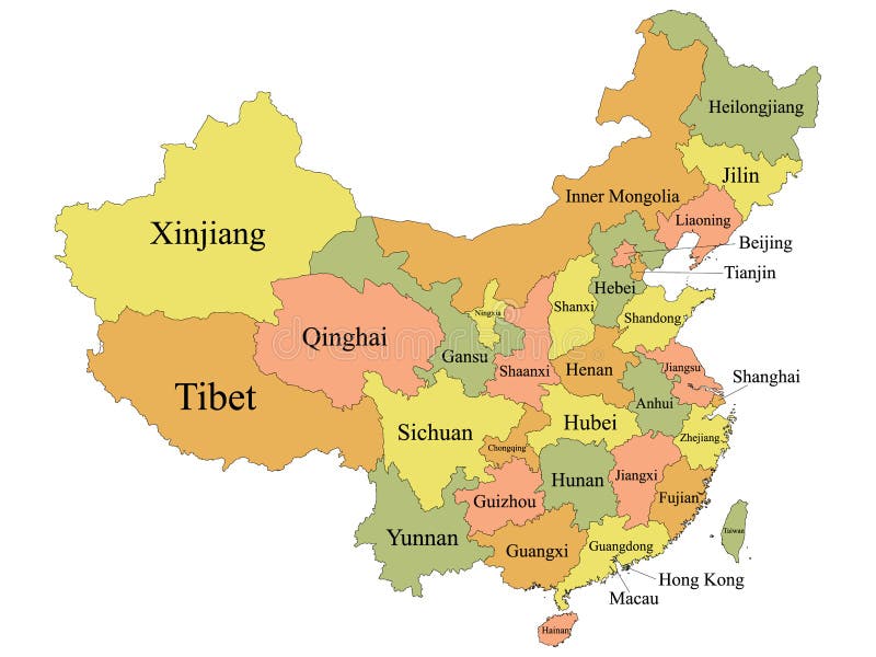 Provinces Map of China stock vector. Illustration of fujian 187307421