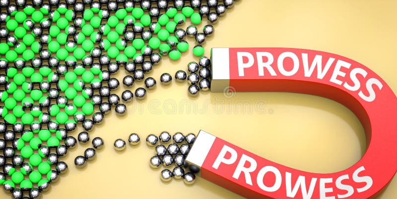Prowess Attracts Success - Pictured As Word Prowess on a Magnet To