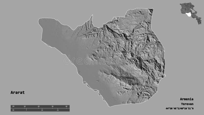 Prowincja arararat zoomed. dwupoziomowy royalty ilustracja