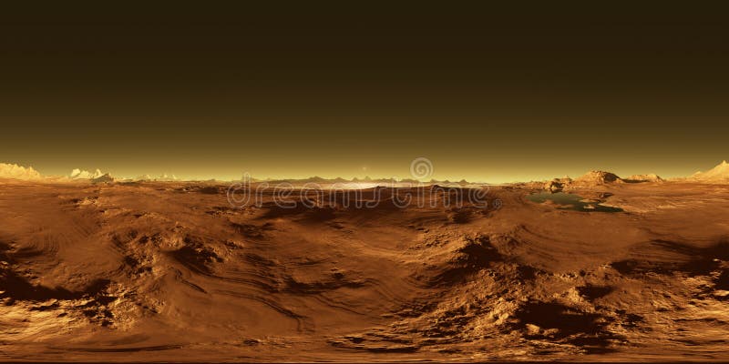 Proyección de 360 Equirectangular del titán, la luna más grande de Saturn con la atmósfera, mapa del ambiente de HDRI Panorama es