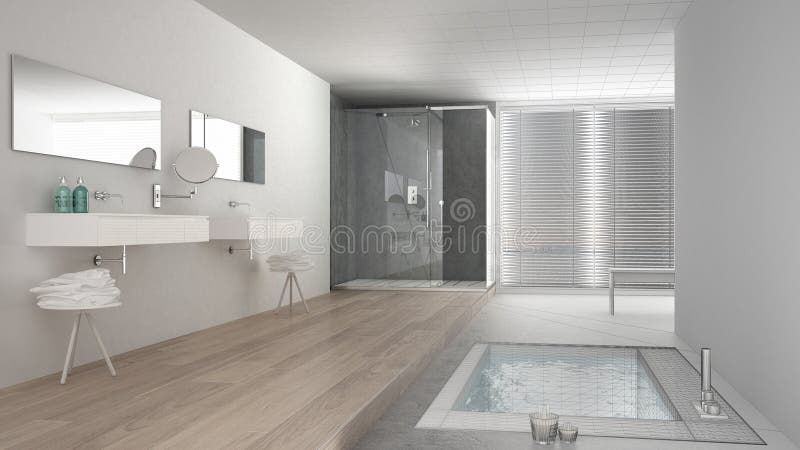 Proyecto inacabado del cuarto de baño blanco y gris minimalista ilustración del vector Proyecto inacabado del cuarto de baño blanco y gris minimalista ilustración del vector