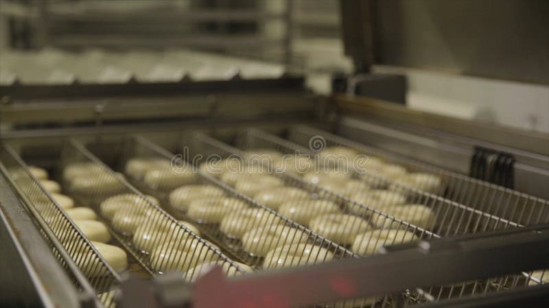 Prozess des Vorbereitens von Schaumgummiringen in Bratfett an der Fabrik, gebratenen an den Teigsüßigkeiten oder am Nachtischnahr stockfotografie Prozess des Vorbereitens von Schaumgummiringen in Bratfett an der Fabrik, gebratenen an den Teigsüßigkeiten oder am Nachtischnahr stockfotografie
