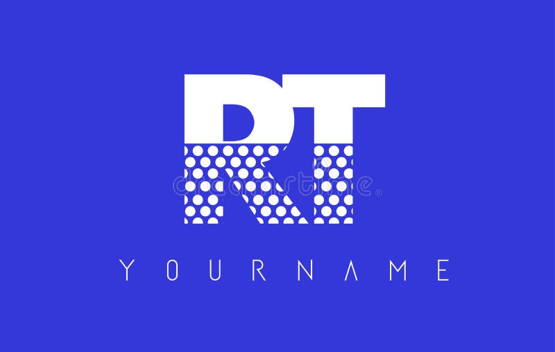 Prucken bokstav Logo Design för RT R T med blå bakgrund