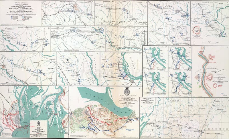 Maps of Sherman's Campaigns against Atlanta and Savannah, Georgia from Atlas to Accompany the Official Records of the Union & Confederate Armies, 1861 - 1865. Maps of Sherman's Campaigns against Atlanta and Savannah, Georgia from Atlas to Accompany the Official Records of the Union & Confederate Armies, 1861 - 1865