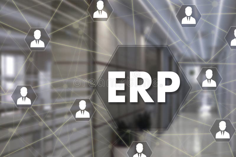 Przedsi?wzi?cie zasoby planowanie ERP na dotyka ekranie z plamy t?em biuro zdjęcia stock Przedsi?wzi?cie zasoby planowanie ERP na dotyka ekranie z plamy t?em biuro zdjęcia stock