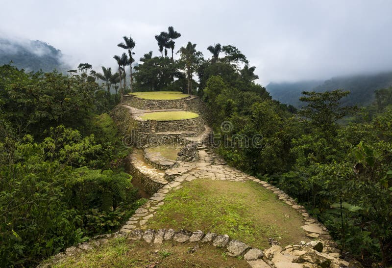 Przegrane miasta Ciudad Perdida ruiny w sierra Nevada De Santa Marta obrazy royalty free Przegrane miasta Ciudad Perdida ruiny w sierra Nevada De Santa Marta obrazy royalty free