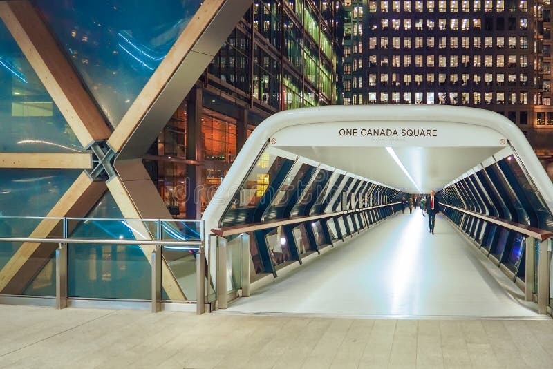 Crossrail Place walkway connects New Crossrail Railway Station Building to One Canada Square in Canary Wharf, London, England, UK. Crossrail Place walkway connects New Crossrail Railway Station Building to One Canada Square in Canary Wharf, London, England, UK.