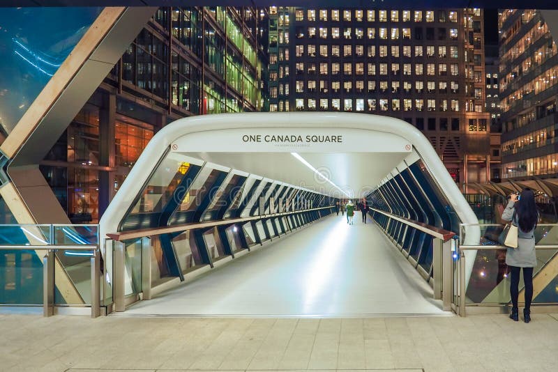 Crossrail Place walkway connects New Crossrail Railway Station Building to One Canada Square in Canary Wharf, London, England, UK. Crossrail Place walkway connects New Crossrail Railway Station Building to One Canada Square in Canary Wharf, London, England, UK.