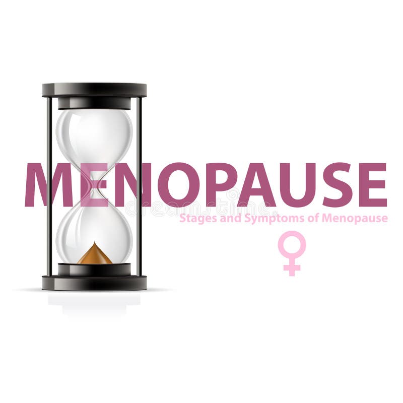 Menopause concept, hourglass - climax and fertility, end of childbearing age. Menopause concept, hourglass - climax and fertility, end of childbearing age