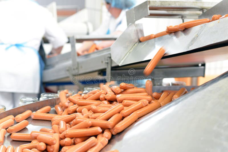 Przemysł spożywczy: pracownicy w produkci oryginalny Niemiecki basałyk fotografia stock Przemysł spożywczy: pracownicy w produkci oryginalny Niemiecki basałyk fotografia stock