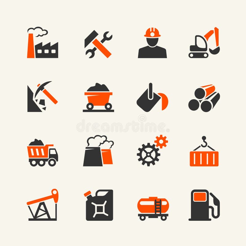 Heavy industry icon collection - metallurgy, energy, oil. Heavy industry icon collection - metallurgy, energy, oil