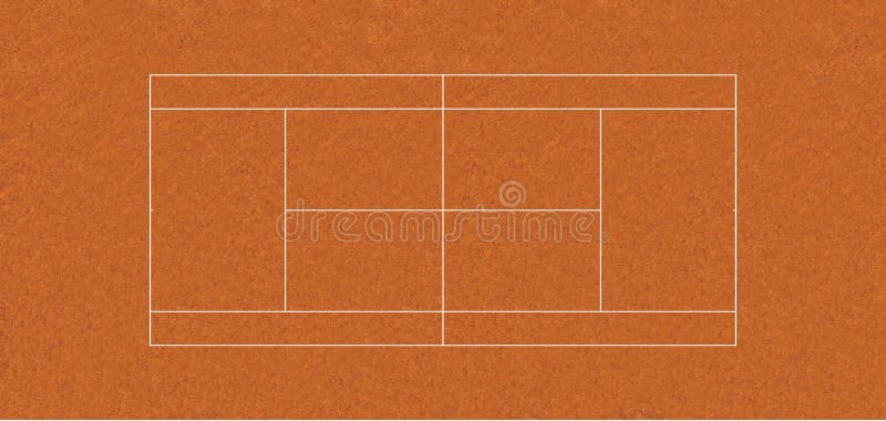 Regulation tennis court with clay texture, to ITF specifications. The clay court is used in the French Open. 1 pica=1 foot. Regulation tennis court with clay texture, to ITF specifications. The clay court is used in the French Open. 1 pica=1 foot