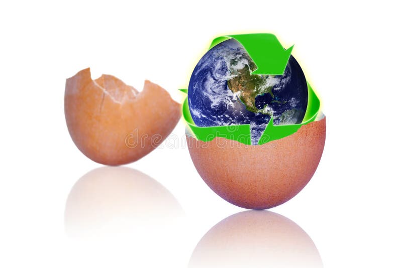 Przetwarzać Eggshells Ochraniać planety ziemię ilustracja wektor Przetwarzać Eggshells Ochraniać planety ziemię ilustracja wektor