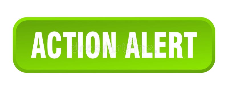 Przycisk alertu akcji. przycisk 3d (kwadrat alertu akcji). ilustracji