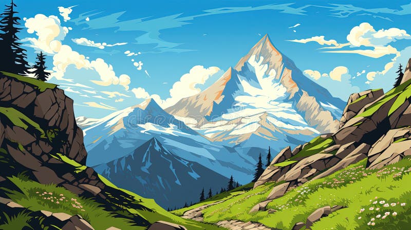 Przygoda na szczycie majestatycznym ilustracja wektor