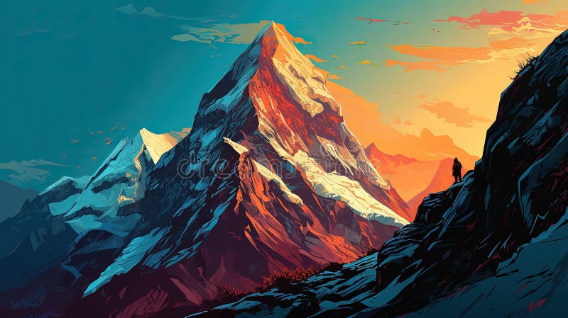 Przygoda na szczycie majestatycznym ilustracja wektor