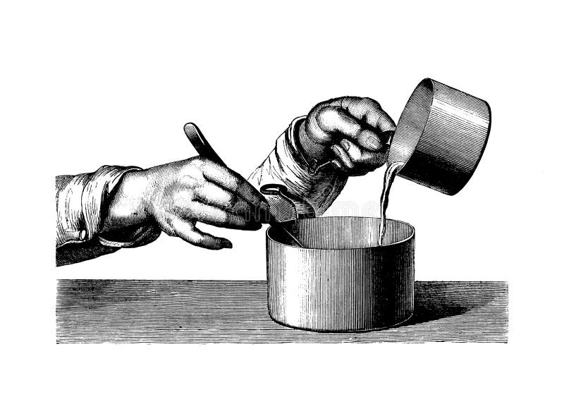 Przygotowywanie zupy, antyczne ilustracje kulinarne