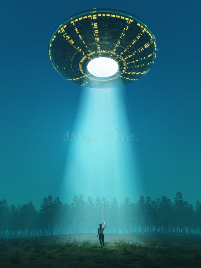 Flying saucer arrived at night. Flying saucer arrived at night