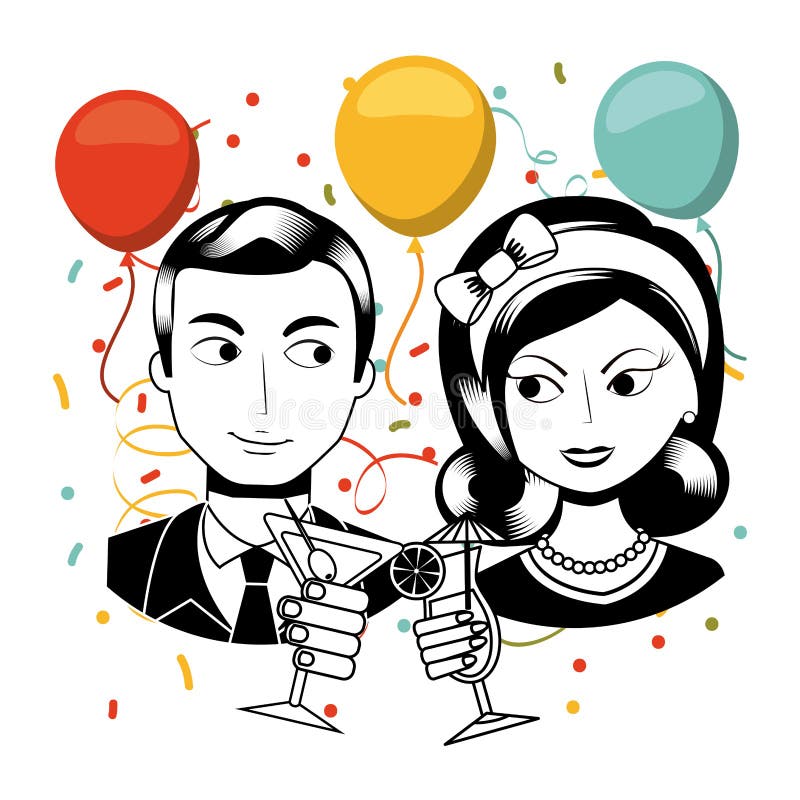 przyjęcie retro ilustracja wektor przyjęcie retro ilustracja wektor
