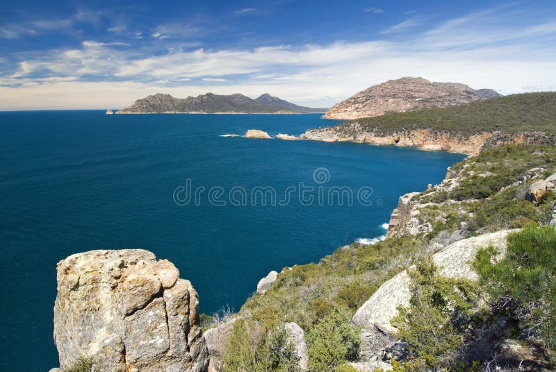 Przylądka Tourville punkt obserwacyjny, Freycinet park narodowy, Tasmania, Australia fotografia royalty free Przylądka Tourville punkt obserwacyjny, Freycinet park narodowy, Tasmania, Australia fotografia royalty free