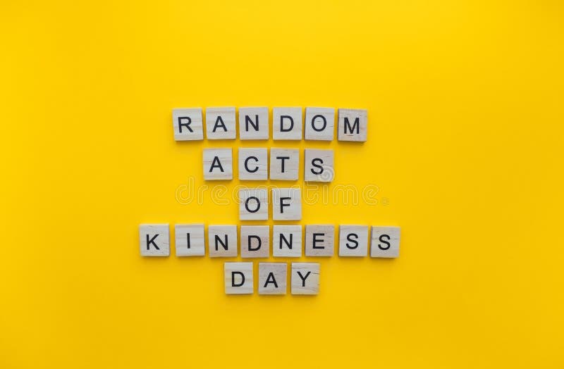 February 17, Random Acts of Kindness Day, a minimalistic banner with an inscription in wooden letters. February 17, Random Acts of Kindness Day, a minimalistic banner with an inscription in wooden letters