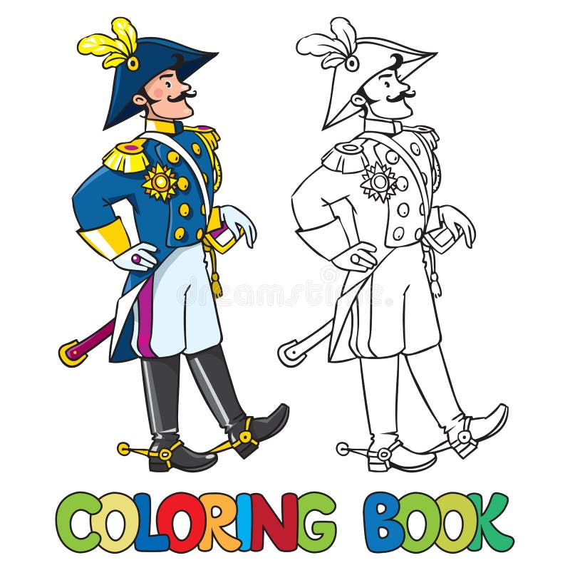 Przystojny ogólny lub oficer książkowa kolorowa kolorystyki grafiki ilustracja