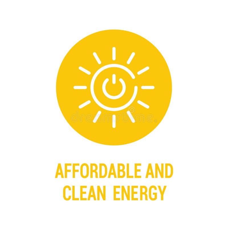 Przystępna cenowo i czysta ikona koloru energii Odpowiedzialność społeczna przedsiębiorstw Cele zrównoważonego rozwoju Znak kolor