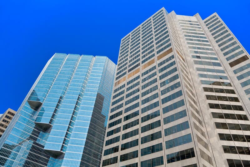 Looking up at modern office buildings. Looking up at modern office buildings.