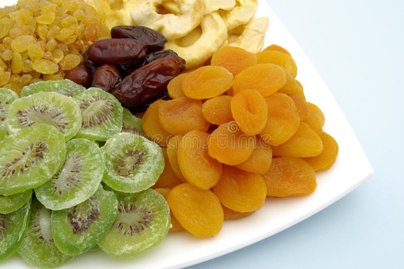 Assorted dried fruits on a plate. Assorted dried fruits on a plate.