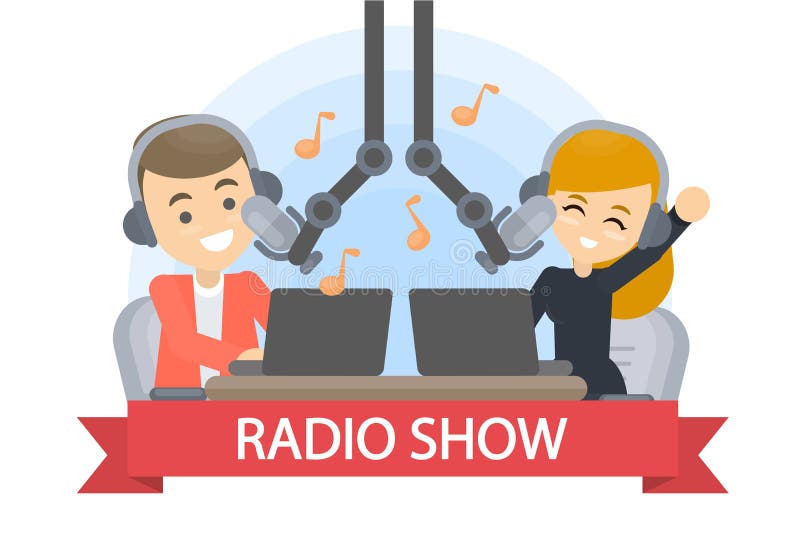 Présentatrice d'émission de radio illustration de vecteur Présentatrice d'émission de radio illustration de vecteur