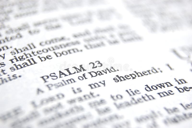 Bible passage psalm 23. Macro with differential focus.